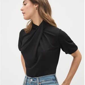 RW&CO. Crossover Draped Mock Neck Top